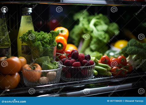 Nutritious Meals Backdrop Vegetables Refrigerator With Food Veganism