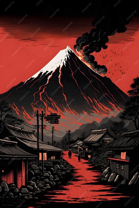 Premium Photo | A poster for the movie volcano erupts.