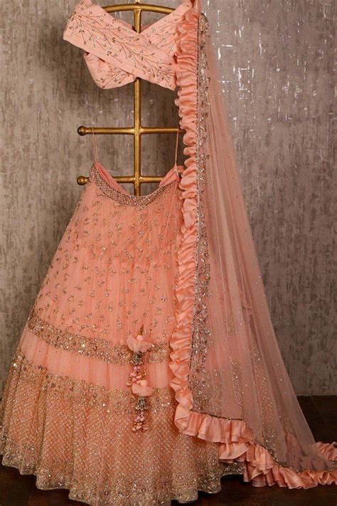 Beautiful Designer Peach Color Party Wear Lehenga Choli Bridal Lehenga