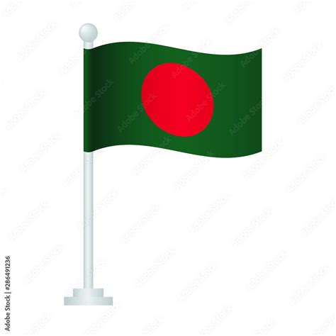 Bangladesh flag. National flag of Bangladesh on pole vector Stock ...