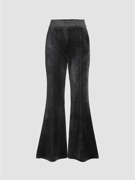 Velvet High Waist Flared Trousers Cider