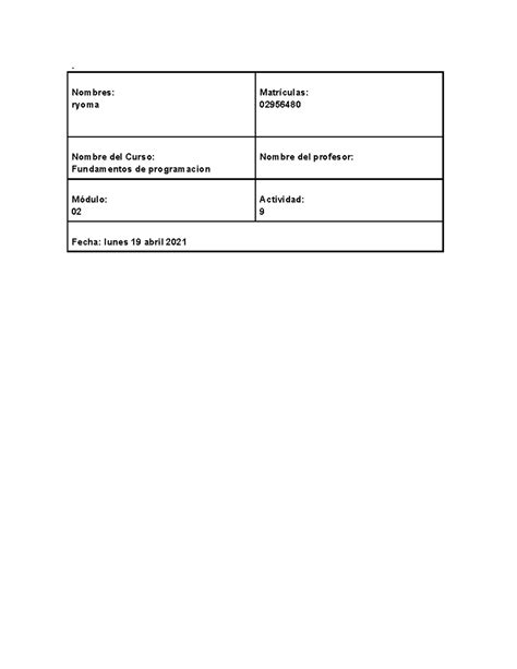 Atc Fundamentos De Programacion Nombres Ryoma Matr Culas