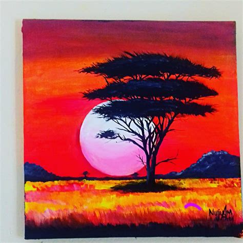 African Sunset Acrylic Paintings