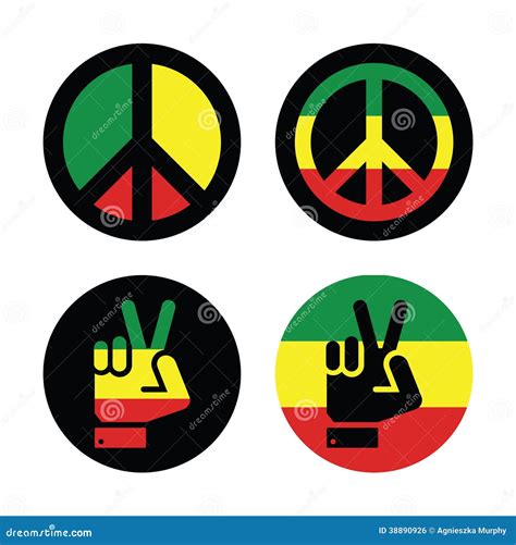 Rasta Peace Hand Gesture Vector Icons Set Stock Vector Illustration