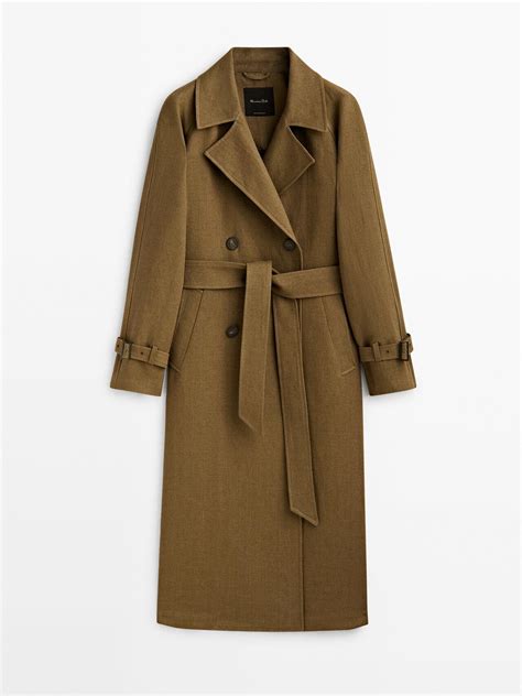 Massimo Dutti 100 Rustic Linen Trench Coat In Natural Lyst