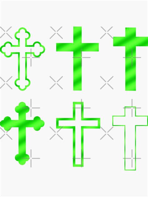 Emerald Green Ombre Christian Crosses Sticker Pack Sticker For Sale