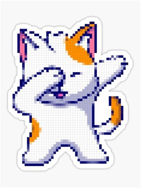 "Cute Cat Dabbing 2d Cartoon Pixel Art" Sticker for Sale by Pixel It ...