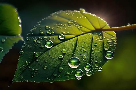 Grandes Y Hermosas Gotas De Agua De Lluvia Transparente En Una Macro De