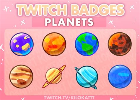 Planets Sub Badges Twitch Discord Stream Space Celestial Cute Astronomy