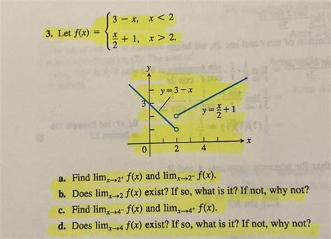 Solved Let F X {3−x 2x 1 X 2 A Find Limx→2 F X And