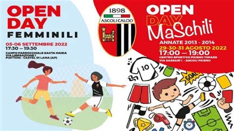 Ascoli Calcio Settore Giovanile Tra Agosto E Settembre Gli Open Day