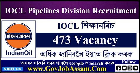 IOCL Pipelines Division Recruitment 2024 473 Apprentice Vacancy