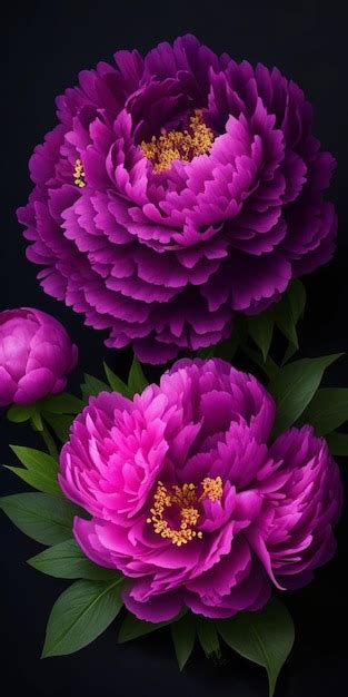 Premium Photo Purple Peony Flowers Isolated On Black Background