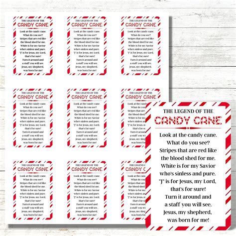 Legend Of The Candy Cane Printable Tag Candy Cane Poem Etsy