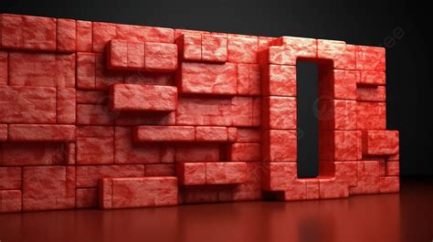 Building Block Nine A 3d Render Of Digit 9 Constructed With Red Bricks ...