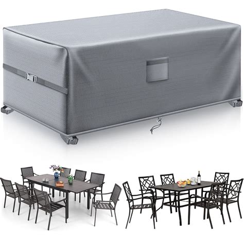 SIRUITON 70' x 43.3' x 29' Grey Patio Furniture Set Cover, Waterproof ...