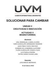 Actividad 5 Brainstorming Pdf SOLUCIONAR PARA CAMBIAR UNIDAD 2