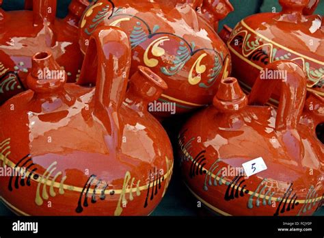 Ceramic Drinking Jugs Stock Photo Alamy