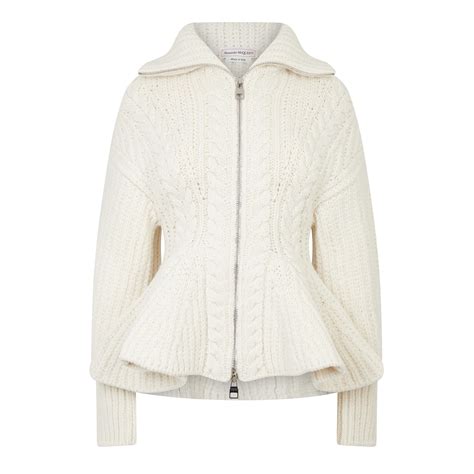 Alexander Mcqueen Peplum Cardigan Women Ivory Flannels