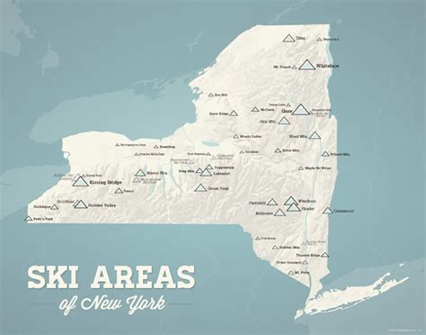 New York Ski Resorts Map X Print Etsy