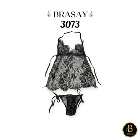 Jual Brasay Lingerie Set G String Wanita Motif Renda Flora 3073