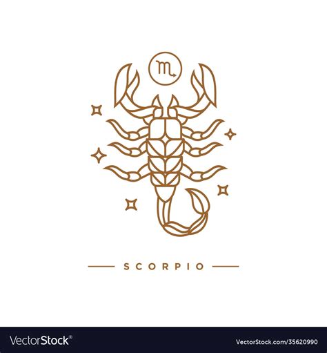 Zodiac Scorpio Horoscope Sign Line Art Silhouette Vector Image