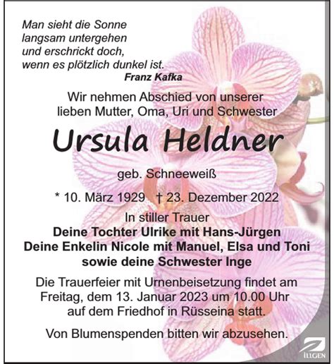 Ursula Heldner Traueranzeige Sächsische Zeitung