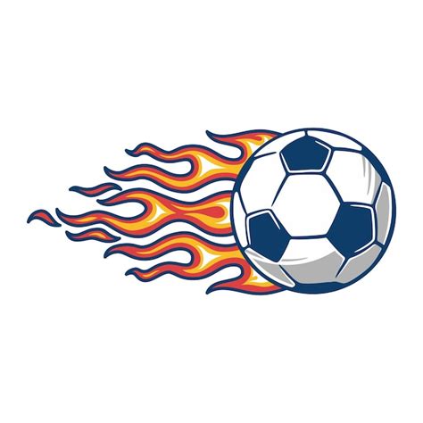 Balón de fútbol en llamas de fuego ardiente Vector Premium