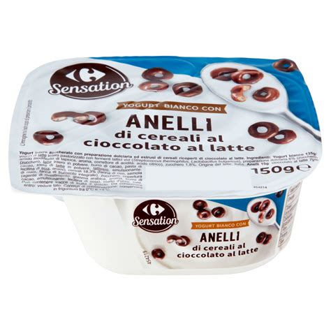 Carrefour Sensation Yogurt Bianco Con Anelli Di Cereali Al Cioccolato