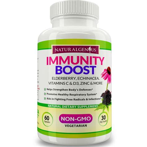 Natural Genius Immunity Booster Capsules Elderberry Echinacea Vitamin C Daily Immune Support