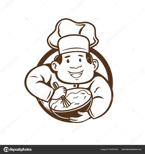 Chef Mix Dough Logo Character Vector Illustration Stock Vector Image by ...