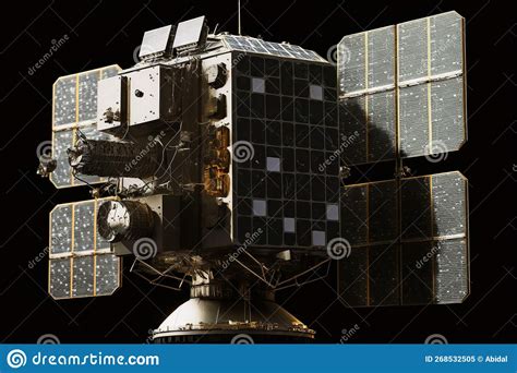 Satellite with Solar Panels Isolated in Space Stock Illustration ...