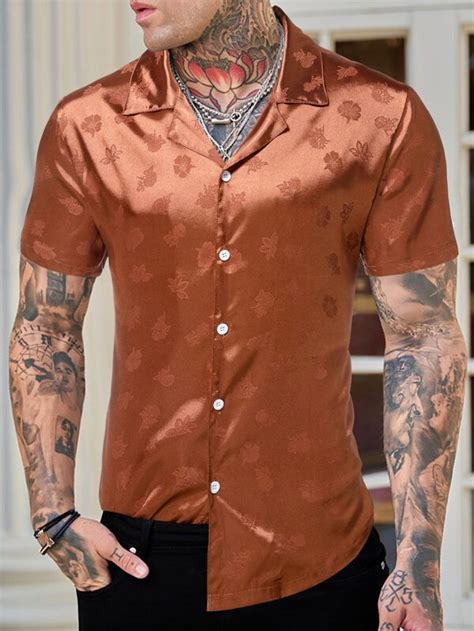 Manfinity Men Floral Jacquard Shirt Shein Usa