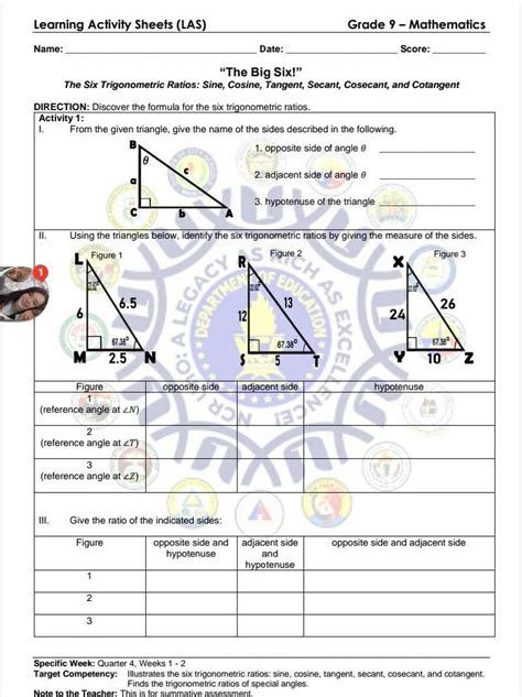 Math 9 Quarter 4 Learning Activity Sheet 1 Brainly Ph