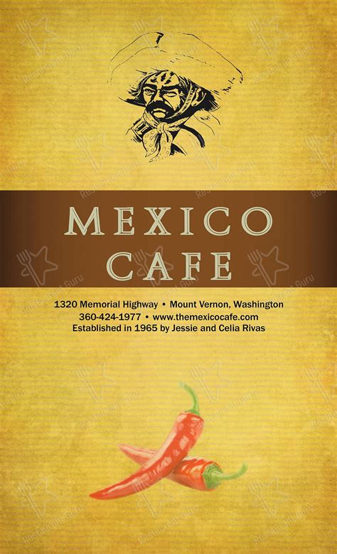 Menu at Mexico Cafe, Mount Vernon