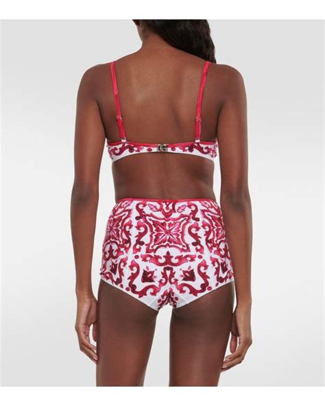 Dolce Gabbana Majolica Bikini Set In Red Lyst