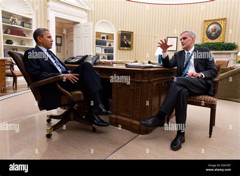 US President Barack Obama meets with Chief of Staff Denis McDonough in ...