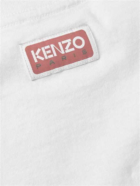 Kenzo Logo Print Cotton Jersey T Shirt White Kenzo