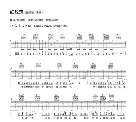 红玫瑰吉他谱陈奕迅g调精编弹唱教学视频吉他帮