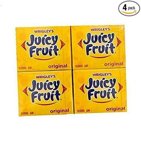 Wrigleys Juicy Fruit Original Gum Juicy Fruit Gum Each Pack 15 Sticks 4 Total Packs