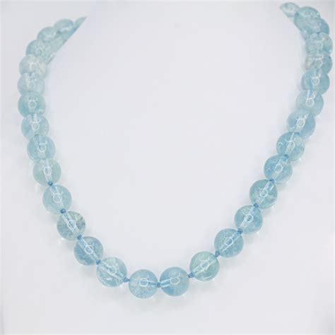 Aquamarine Gemstone Beaded Necklace Allgem Jewellers