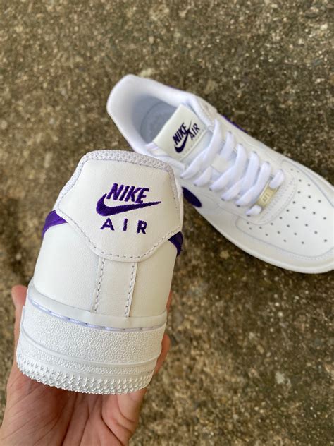 Purple Swoosh Nike Air Force 1 Custom Custom Tongue Labels Etsy