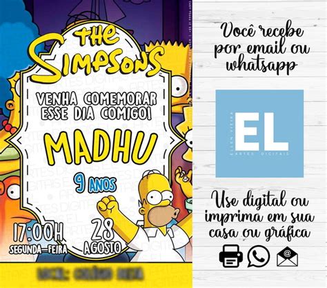 Arte Digital Convite Virtual Simpsons Elo Produtos Especiais