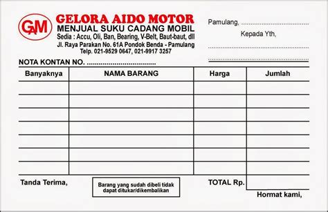 Contoh Nota Pembelian Atk Koleksi Gambar