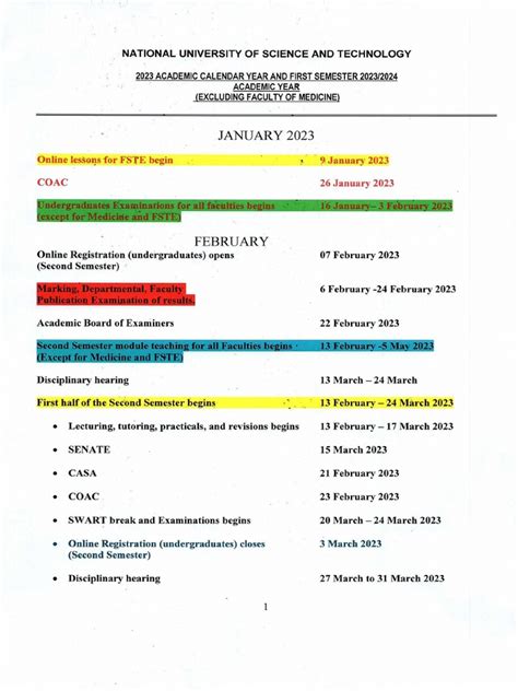 2023 University Calender | PDF