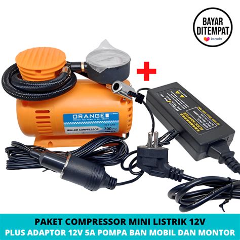 Orange Compressor Mini Dc 12v Paket Compressor Adaptor Kompresor