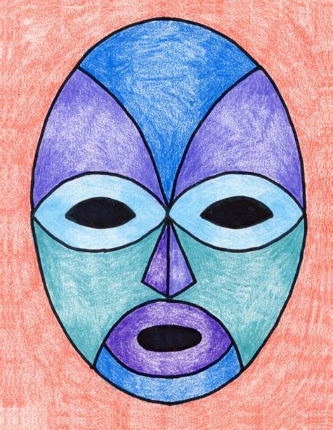 Easy How to Draw a Mask Tutorial and Mask Coloring Page · Art Projects ...