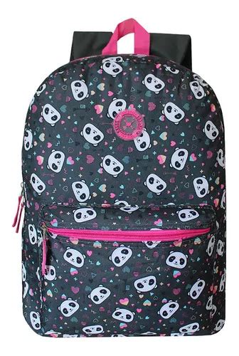 Morral Clio Escolar Mochila Escolar Preta De Al As Panda Love Feminina