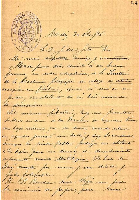 Carta de Francisco de Asís Vera a Fidel Fita pidiendo papel de calco