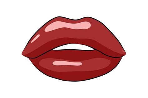 Premium Vector Hand Drawn Sexy Female Lips With Red Glossy Lipstick Woman Mouth Sketch